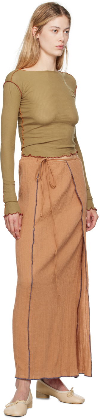 Krila Baserange Maxi Skirt with Front Slits Bež | SKSKW-CL-AU24, 3