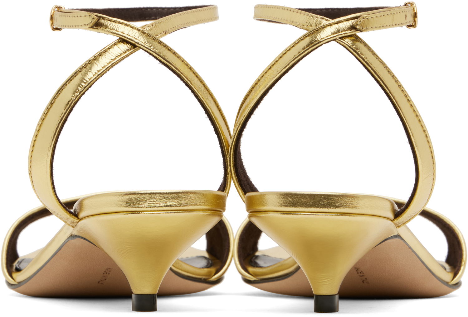 Modni dodatki The Row The Row Vika Ankle Strap Kitten Heel Sandals Kovinski | F1583-M39, 1