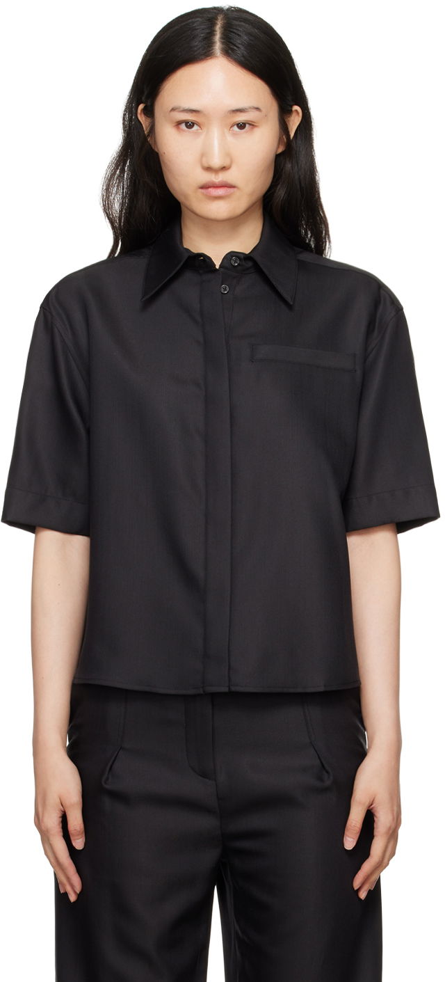 Srajce Loulou de Saison Loulou de Saison Idana Short Sleeve Shirt Črna | IDANA