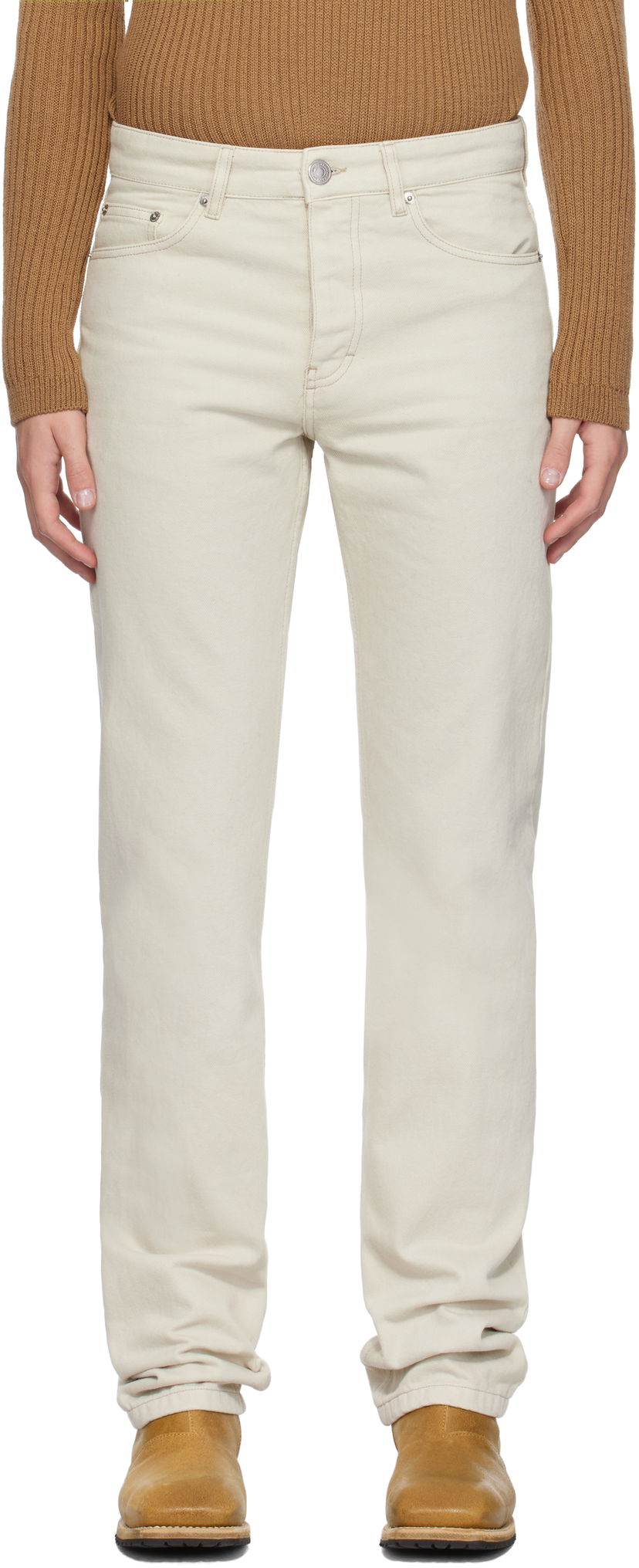 Kavbojke AMI Classic Fit Jeans Bela | HTR001.CO0037