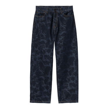 Kavbojke Carhartt WIP Relaxed Fit Printed Cotton Canvas Pants Modra | I033755_3, 4