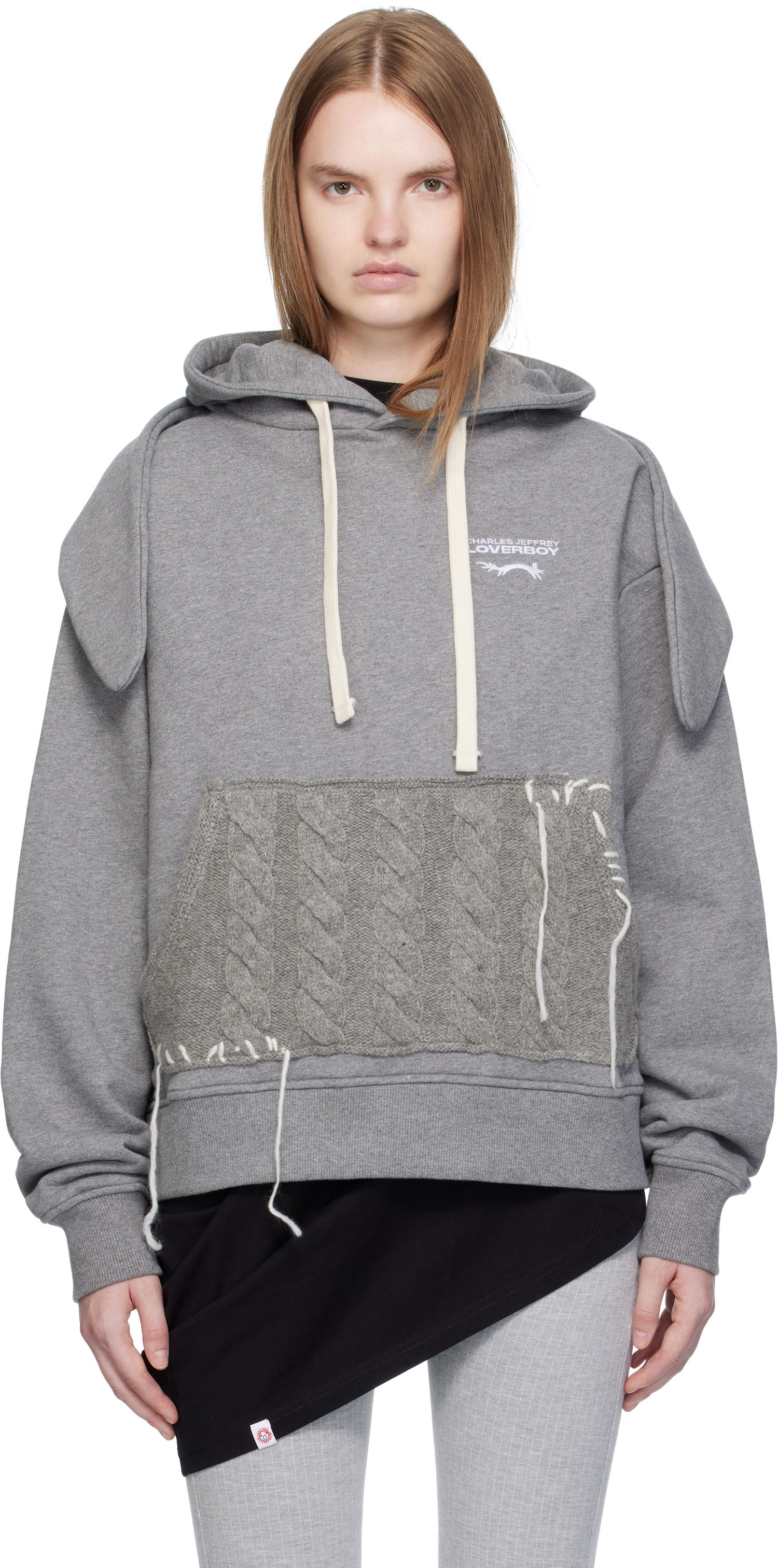 Pulover Charles Jeffrey Loverboy Charles Jeffrey LOVERBOY Patch Rabbit Ears Hoodie Siva | 52081002, 0
