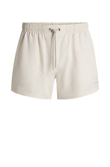 Kopalke BOSS Seersucker Striped Swim Shorts Bež | 50540042