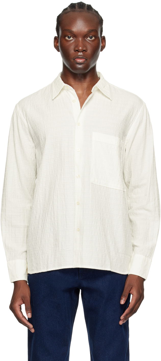 Srajce Universal Works Universal Works Square Pocket Shirt Bela | P3040