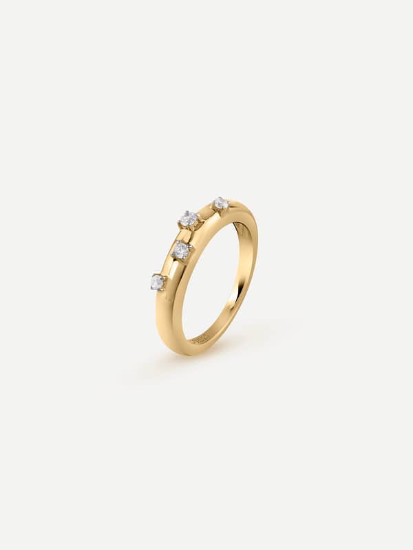 Prstan GUESS Gold Ring With Clear Stones Kovinski | JSBR04539JW