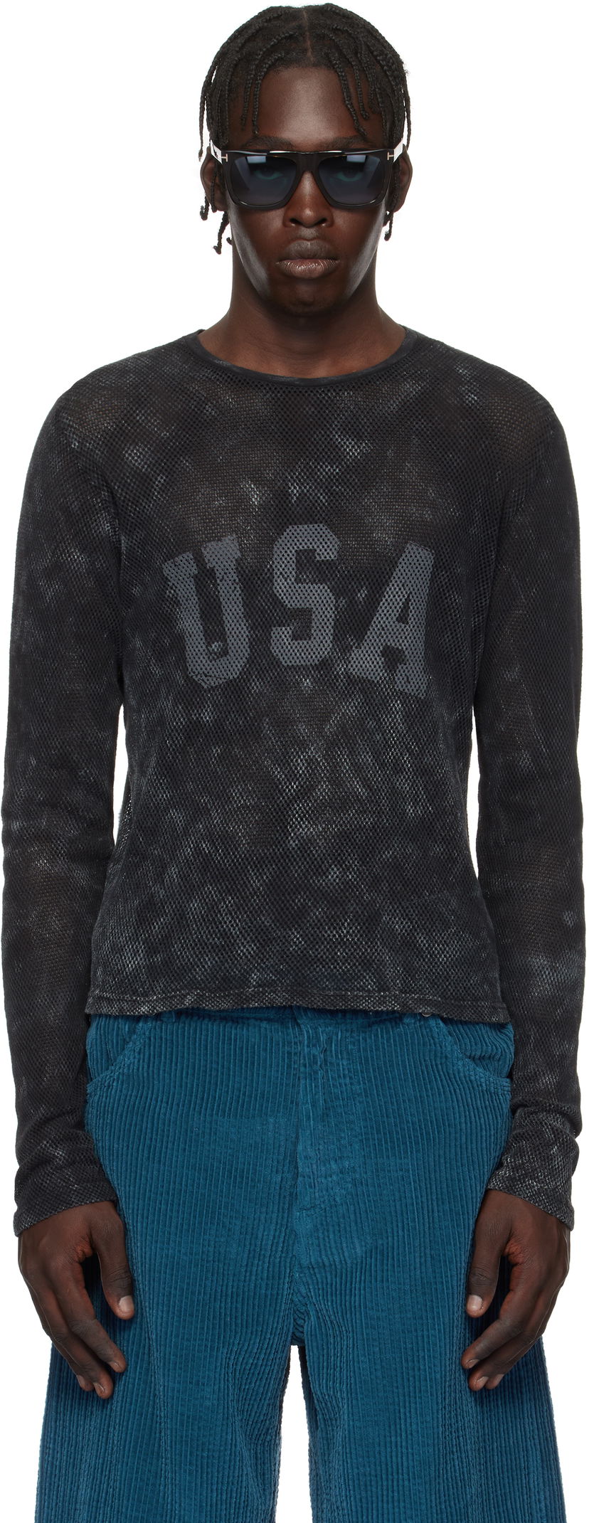 Majica GUESS GUESS USA Front Lettering Long Sleeve T-Shirt Črna | M4BP03KC4H0JTMU