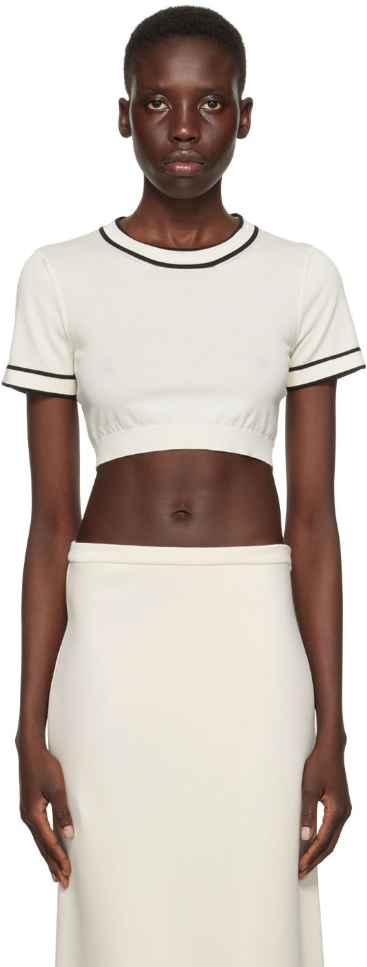 Krop-top Max Mara Max Mara Uscio Cropped T-Shirt Bela | 2411361042600