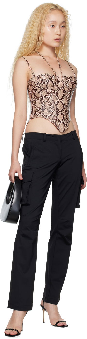 Krop-top Miaou Miaou Aphex Snakeskin Print Halter Tank Top Rjava | 7046-CL-BPY-PU, 3