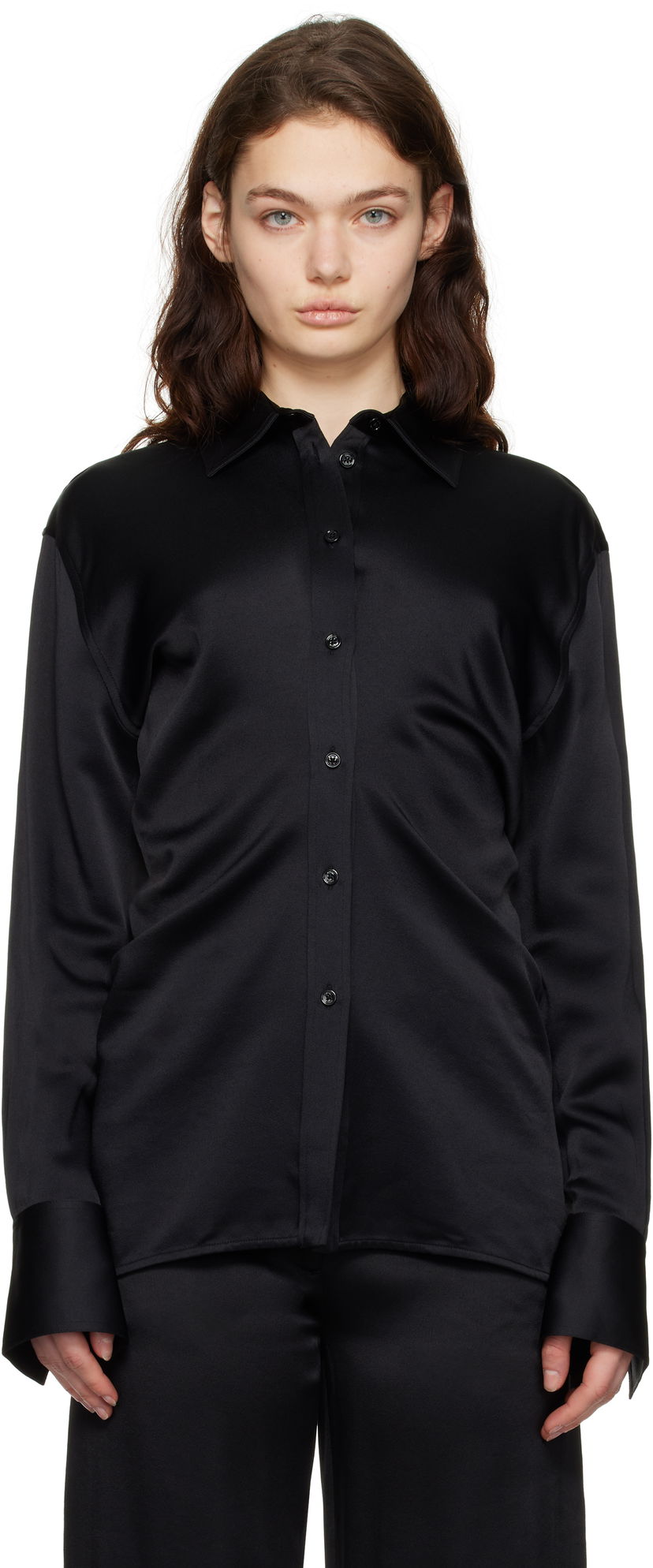 Srajce TOTEME TOTEME Slouch Waist Button-Down Shirt Črna | 251-WRT4282-FB0344