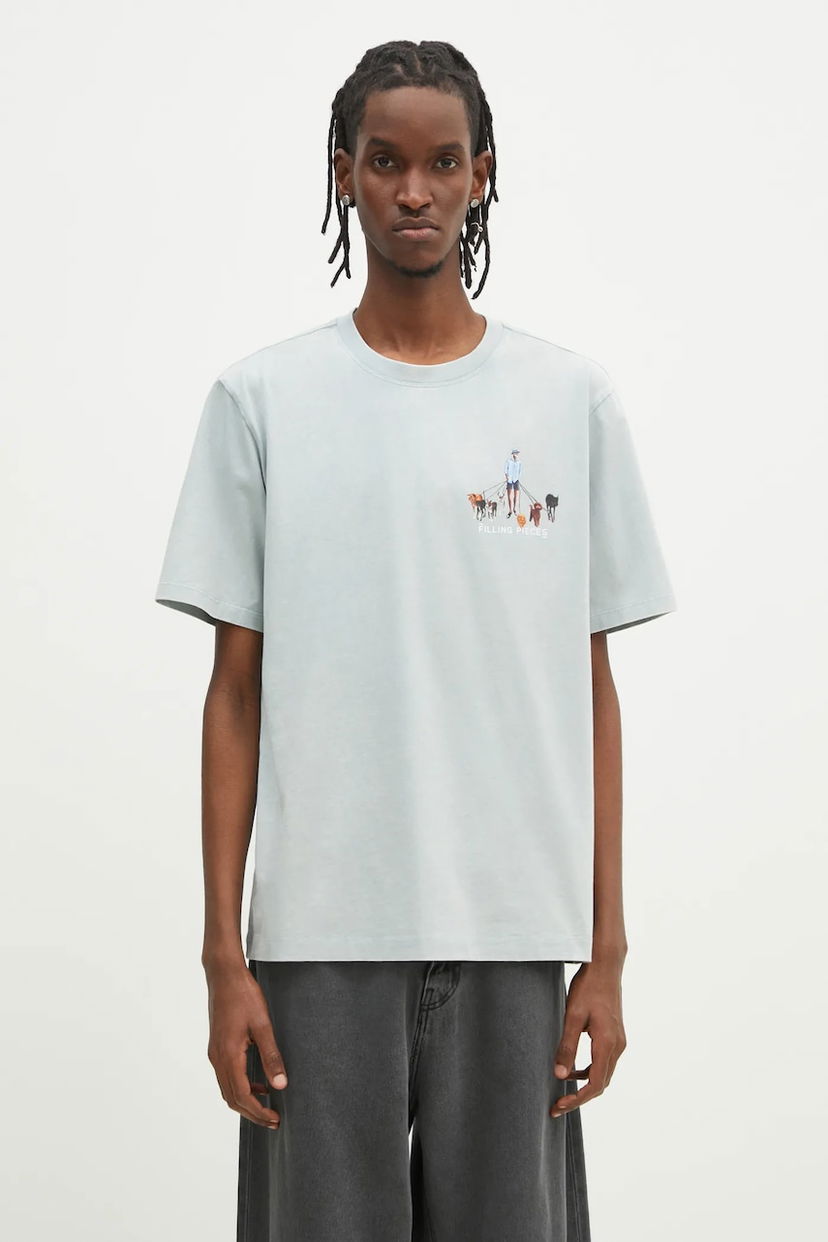 Majica Filling Pieces Filling Pieces Dog Walker Graphic T-Shirt Turkizna | 74499819980