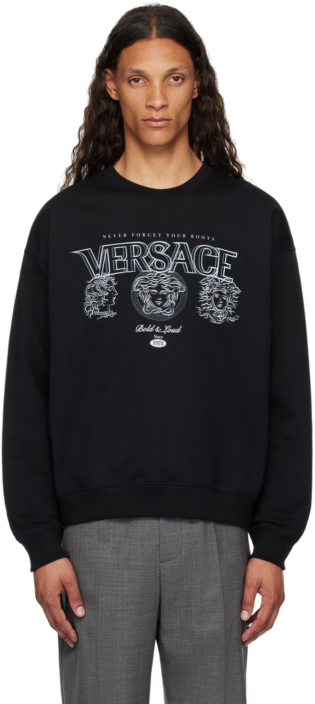 Majica Versace Black Printed-Logo Sweatshirt Črna | 1013969_1A11441