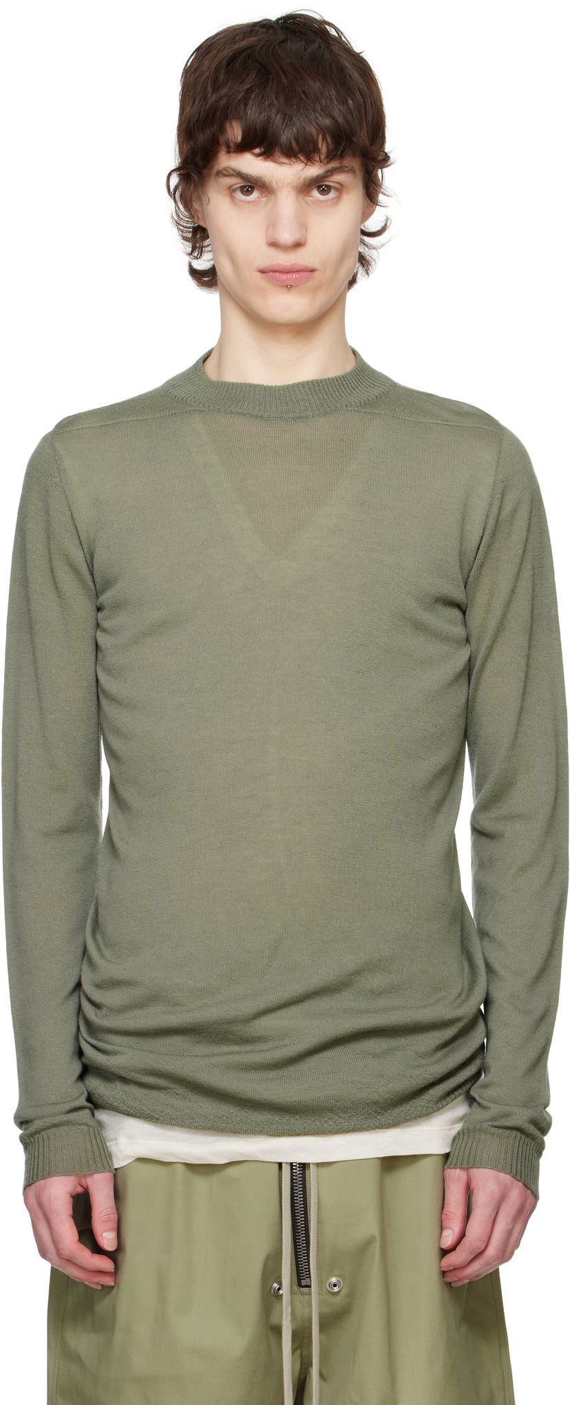 Pleteni pulover Rick Owens Rick Owens Hollywood Level Lupetto Sweater Zelena | RU01E5625 WS