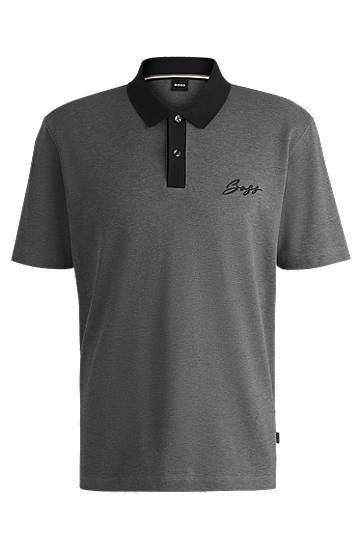 Polo majica BOSS Mercerized Cotton Polo Shirt with Script Logo Siva | 50531402