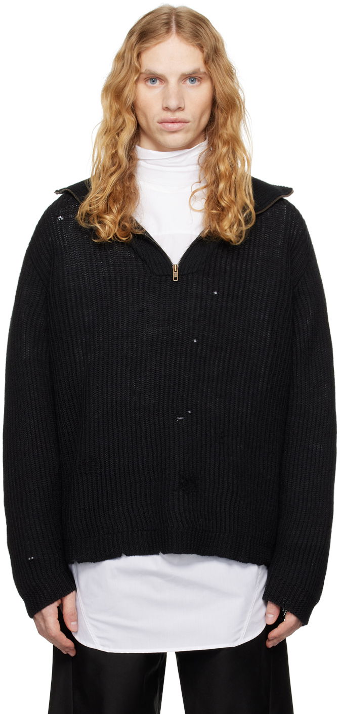 Pleteni pulover Maison Margiela Shetland Knit Sweatshirt Črna | S67HL0008 M13024
