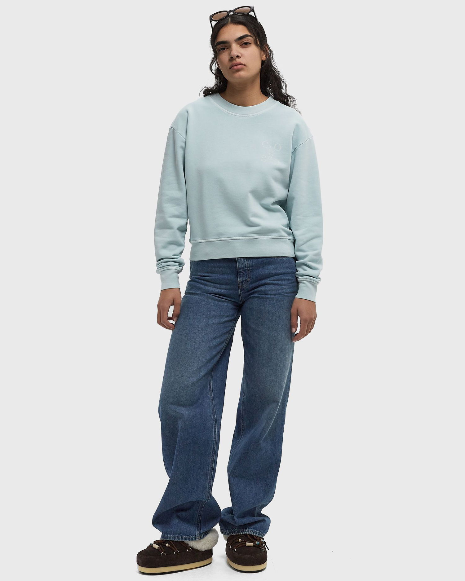 Pleteni pulover CLOSED Printed Sweatshirt Turkizna | C95226-472-AM-546, 1