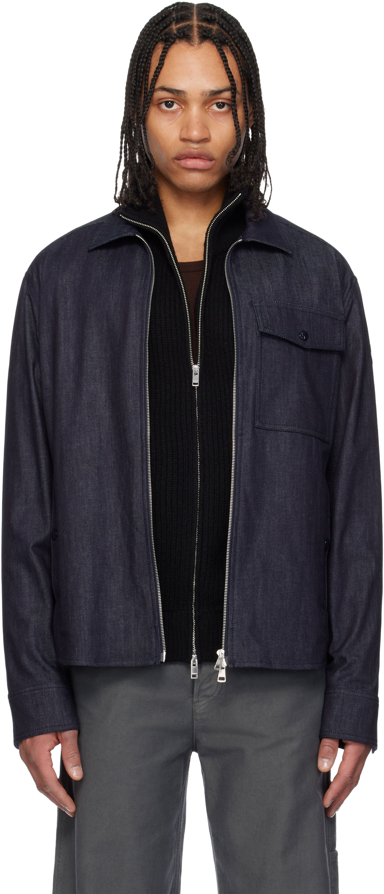 Jakna Moncler Moncler Long Sleeve Zip-Up Denim Jacket Modra | K10912F00017M6688, 0
