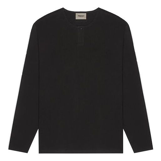 Pleteni pulover Fear of God Essentials Thermal Long Sleeve T-Shirt Črna | FOG-FW20-185