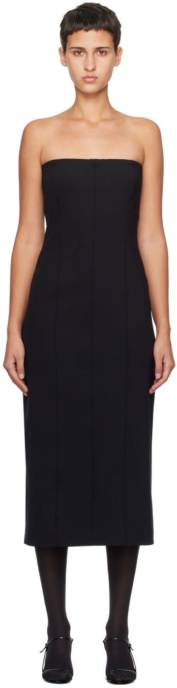 Obleke The Row Strapless Midi Dress Črna | 6564-K106
