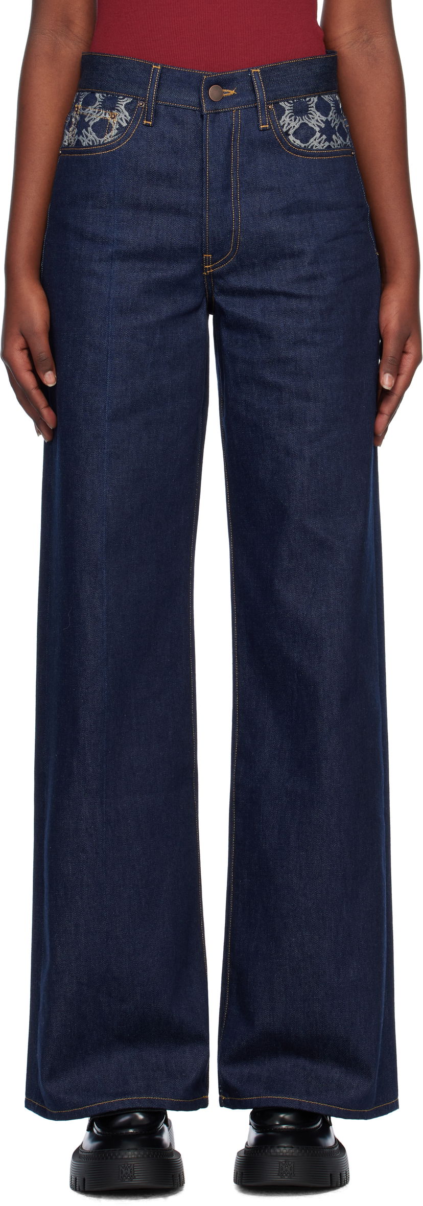 Kavbojke AMIRI 'MA' Quad High Rise Wide Leg Jeans Modra | AWDNGG1006