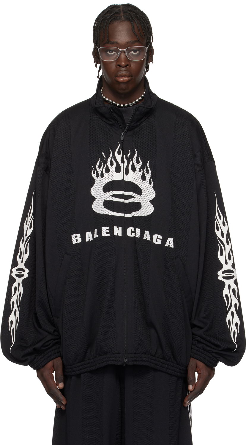 Vetrovka Balenciaga Striped Mesh Track Jacket Črna | 794794 TQV38