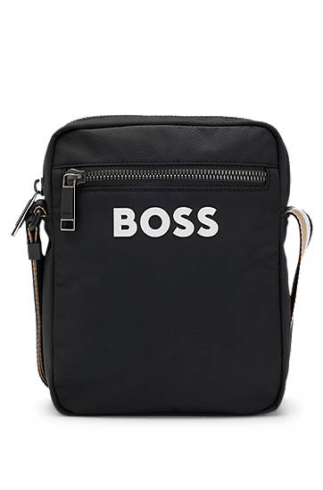 Torba za čez ramo BOSS BOSS Crossbody Bag with Signature-Stripe Strap Črna | 50511961