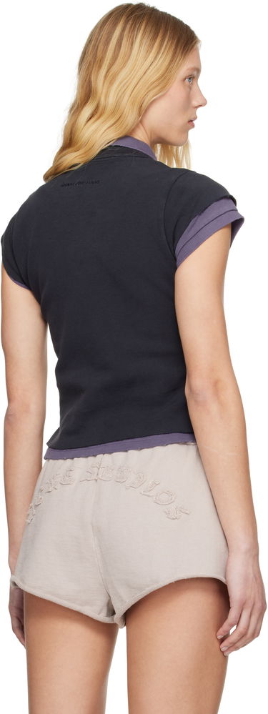 Polo majica Alexander Wang alexanderwang.t Layered Shrunken Polo Črna | 4CC2251552, 2