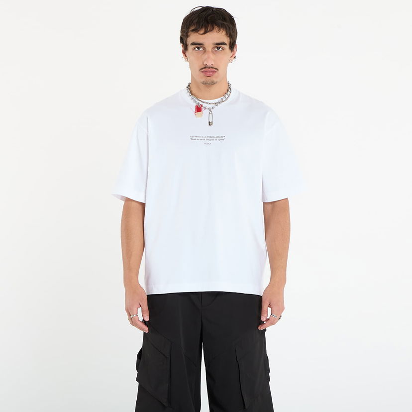 Majica Off-White Off-White Statement Skate Short Sleeve T-Shirt Bela | OMAA120F25JER0110110