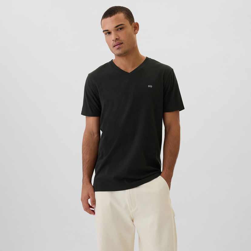 Majica GAP T-shirt Micro Logo Vneck Tee True Black S Črna | 502020-03