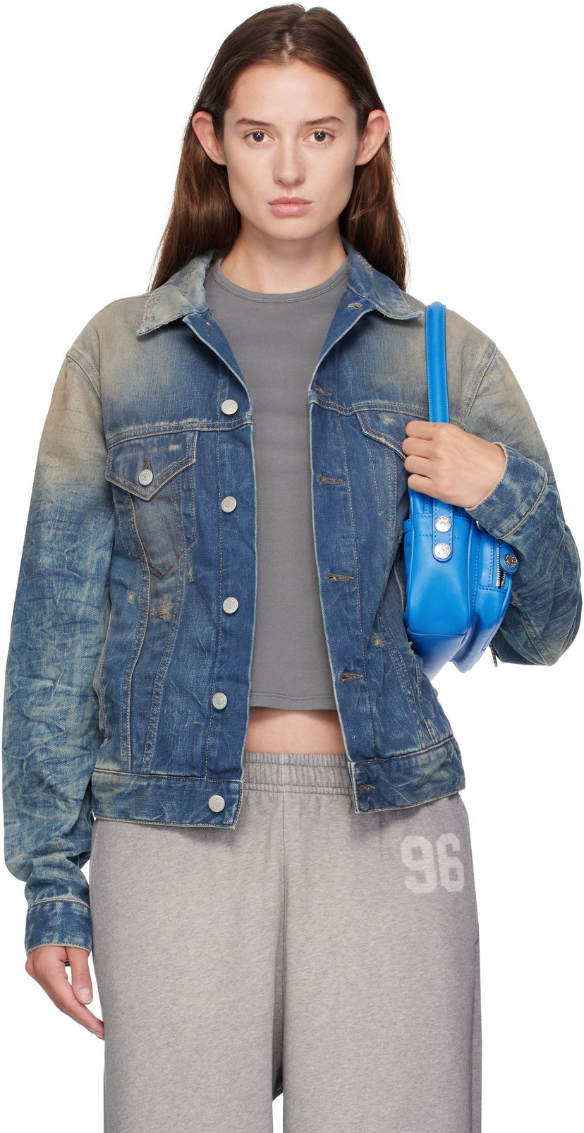 Jakna Acne Studios Acne Studios Distressed Denim Jacket Modra | C90196-