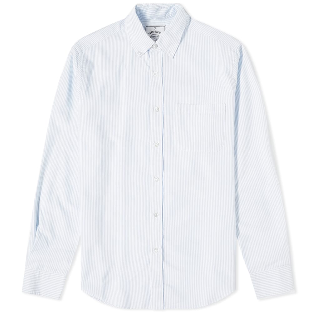 Srajce Portuguese Flannel Belavista Stripe Button Down Oxford Shirt, Size Large Modra | pf-blvstshrt-blst, 1