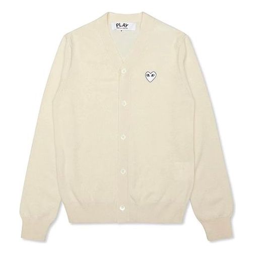 Pleteni pulover Comme des Garçons Play Emblem Cardigan Bela | AZ-N066-051-3