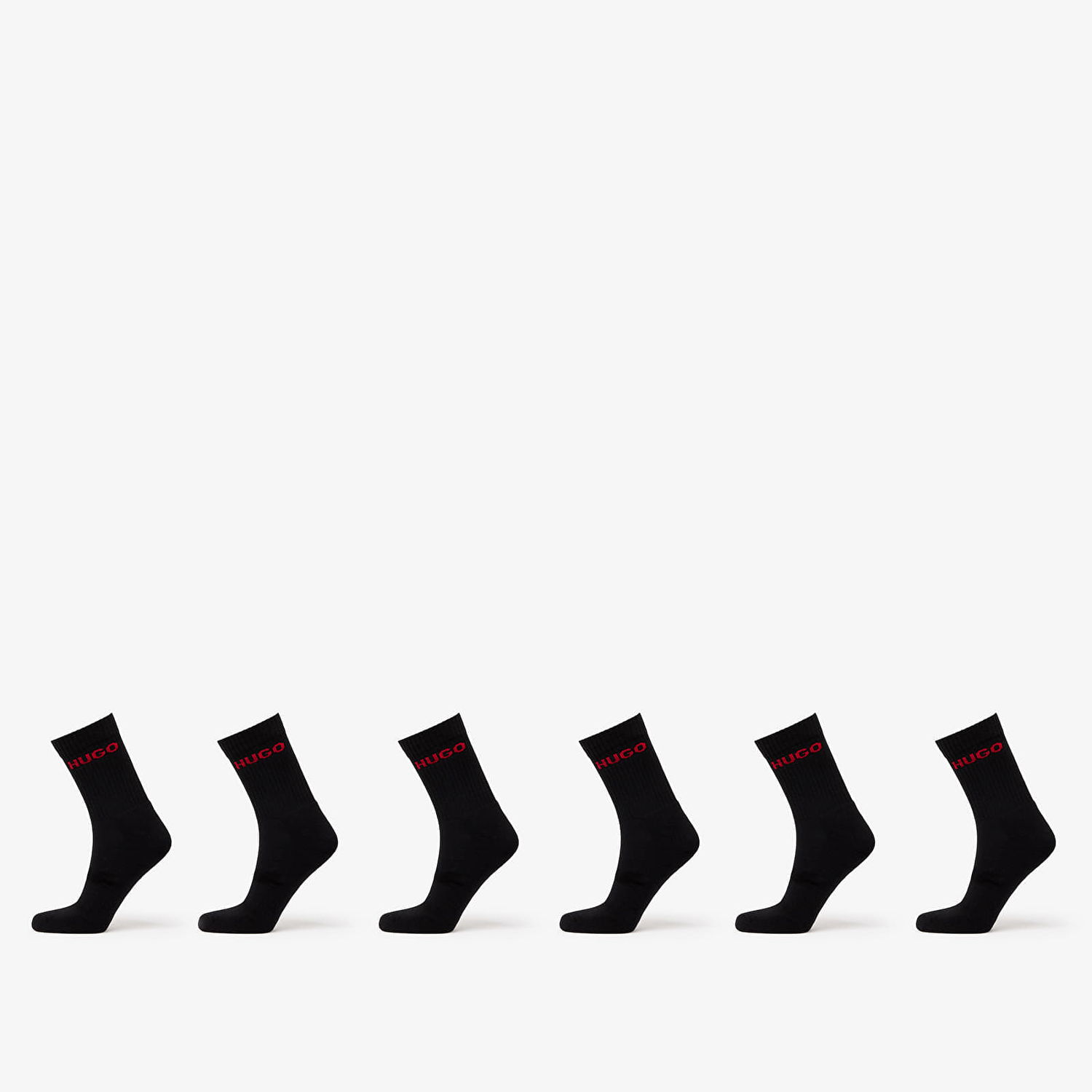 Nogavice BOSS Hugo Rib Logo Sock 6-Pack Black Črna | 50510187-001, 0