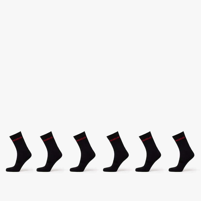 Nogavice BOSS Hugo Rib Logo Sock 6-Pack Black Črna | 50510187-001