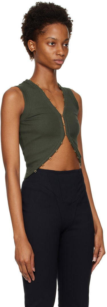Majica brez rokavov Dion Lee Hook & Eye Ribbed Tank Top Zelena | C3075F22, 1