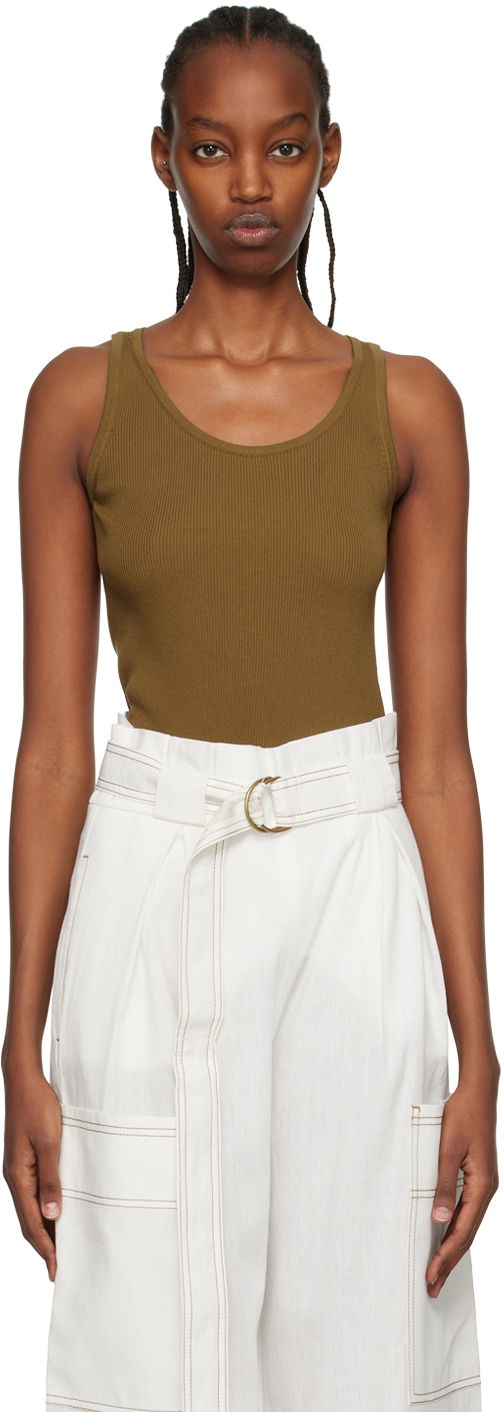 Majica brez rokavov Max Mara Show Ribbed Tank Top Zelena | 2313610232600 MM12117