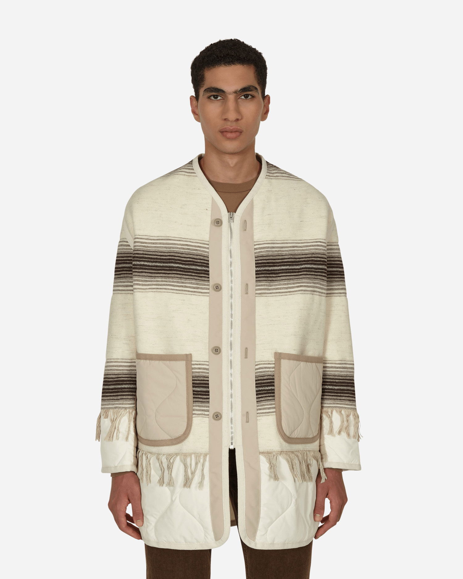 Plašči Junya Watanabe Fringed Wool Overshirt Bež | WJ-J001-W22  1, 1