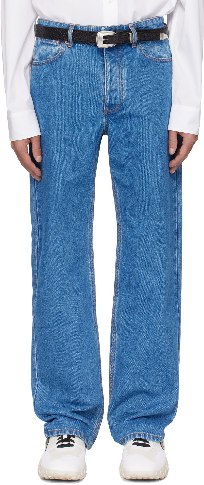 Kavbojke Marine Serre Marine Serre Moon Laser Loose Denim Jeans Modra | MPA066A CDEN0002