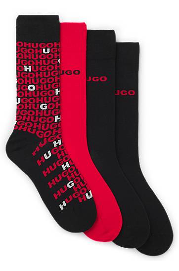 Nogavice BOSS Four-pack regular-length socks with logo designs Črna | 50546673