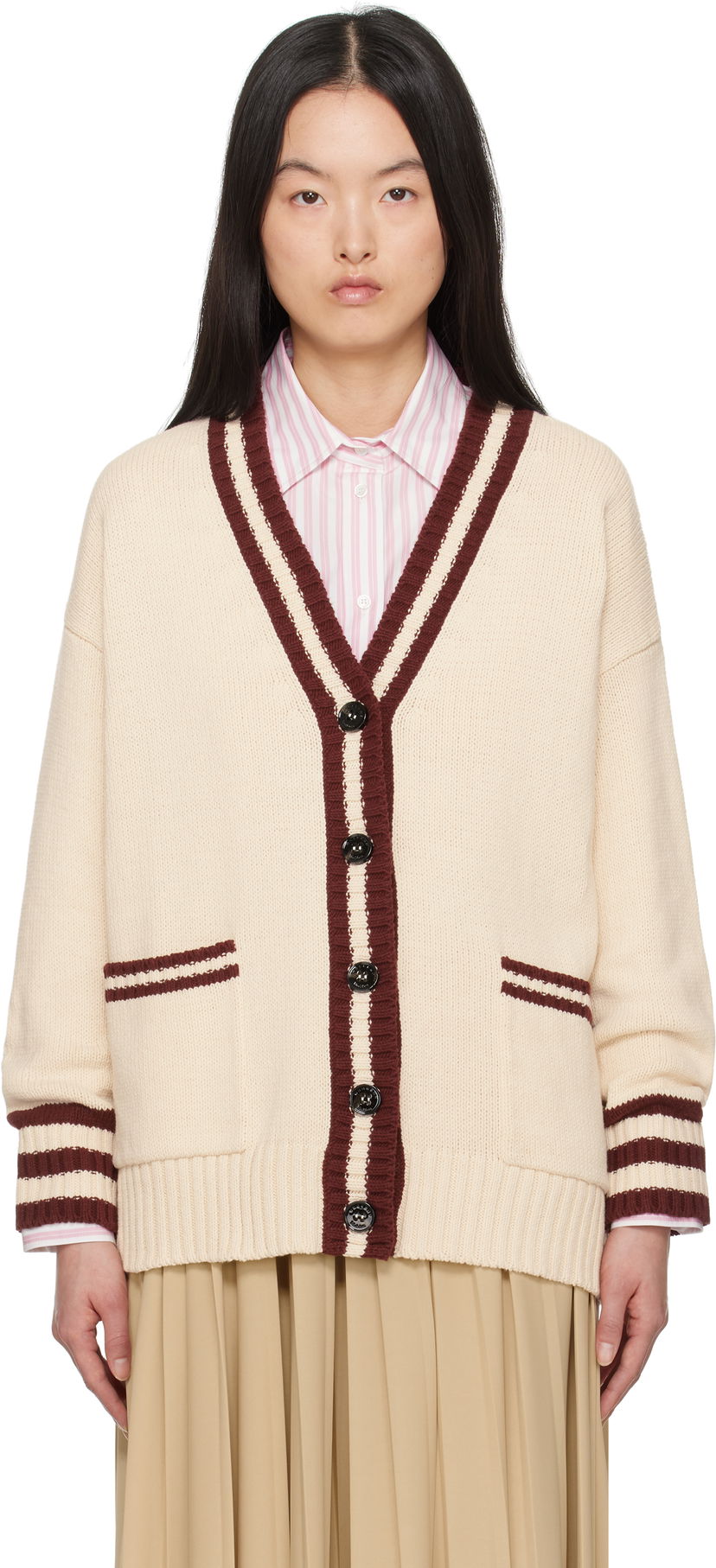 Pleteni pulover Max Mara Weekend Max Mara Vicolo Knit Cardigan Bež | 2515341061600