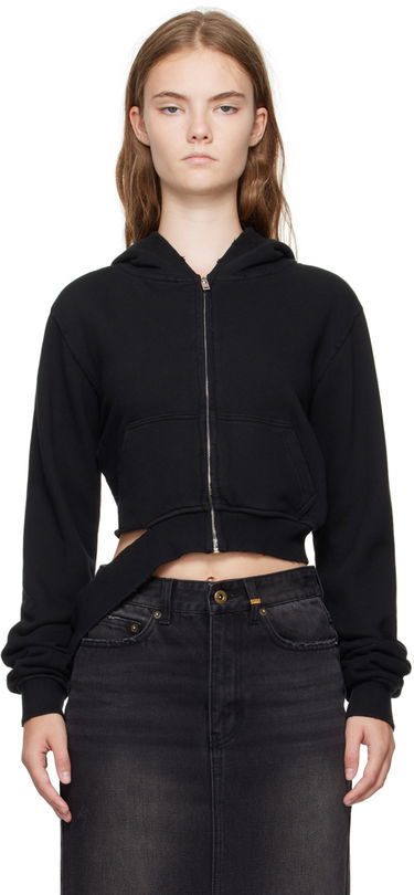 Pulover We11done We11done Distressed Zip-Up Hoodie Črna | WD-TJ2-24-808-W-BK, 0