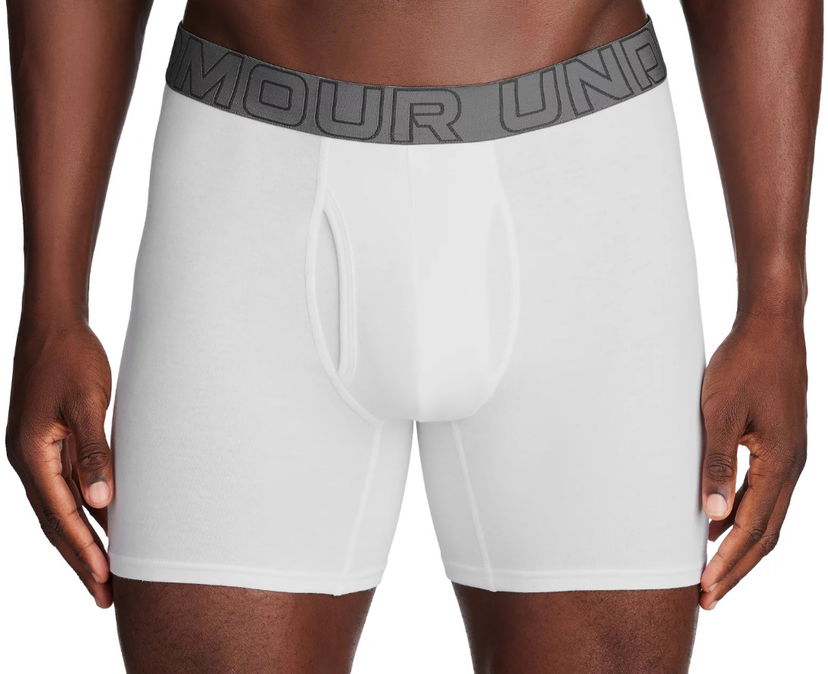 Boksarice Under Armour Perf Cotton 6in-WHT Bela | 1383889-100