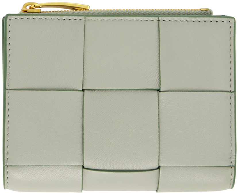 Denarnica Bottega Veneta Small Cassette Bi-Fold Zip Wallet Zelena | 742698 V2PN1