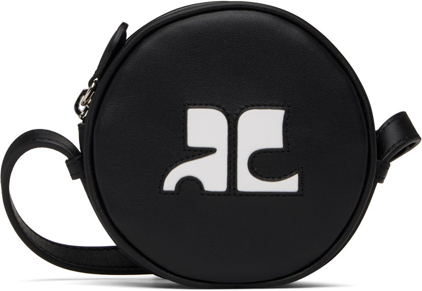 Torba za čez ramo Courrèges Courrèges Reedition Leather Circle Bag Črna | PERGSA066CR0065