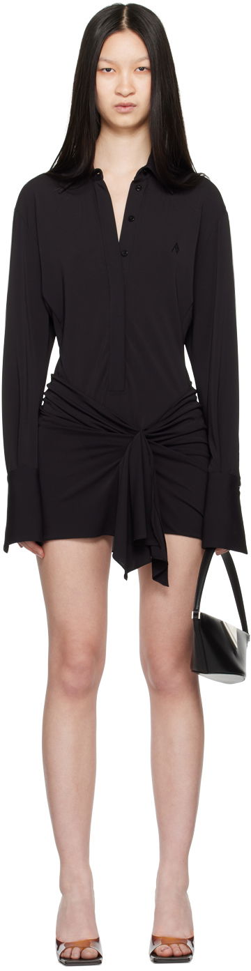 Obleke The Attico Attico Draped Mini Dress Črna | 248WCA306 A014