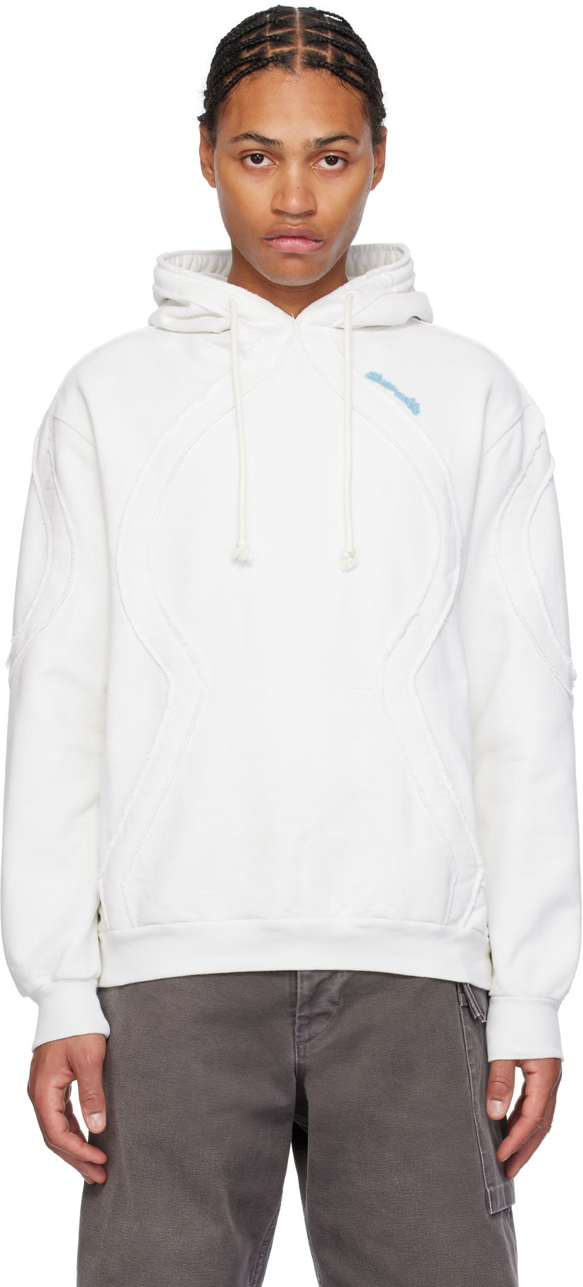 Pulover Bluemarble Drawstring Hoodie Bela | HO12 FL05B24 WHT