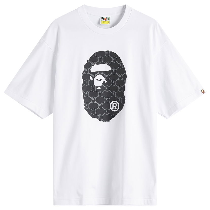 Majica BAPE A Bathing Ape Collegeonogram Ape Head Relaxed Fit T-Shirt, Size Large Bela | 001TEL301334M-WHT
