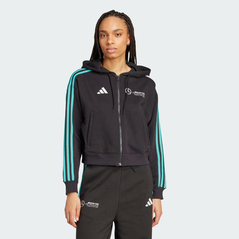 Pulover adidas Performance Mercedes - AMG Petronas Formula One Team DNA Full Zip Hoodie Črna | JV5436