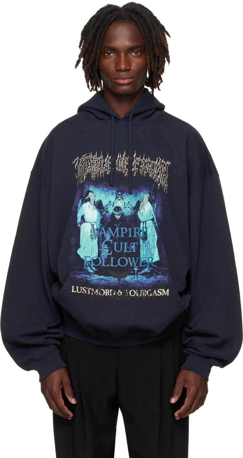 Pulover VETEMENTS Vetements Cradle of Filth 'Vampire Cult' Oversized Hoodie Mornarica | UCF76HD700N