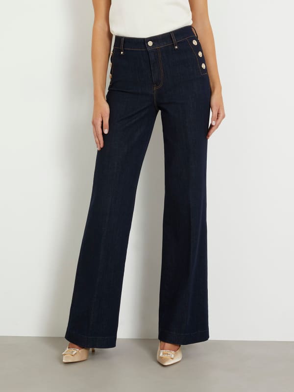 Kavbojke GUESS Exposed Buttons Flare Denim Pant Mornarica | W4RA0PD2QU1, 0