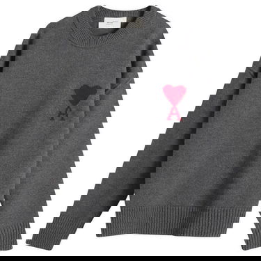 Pleteni pulover AMI Men's Merino Wool Knit ADC Crew Neck Jumper, Size Large Siva | H25UKS838-018-084H25, 0